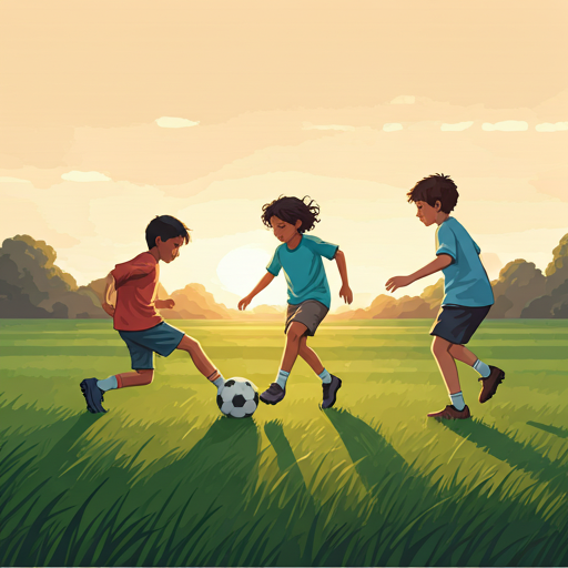 Children playing soccer